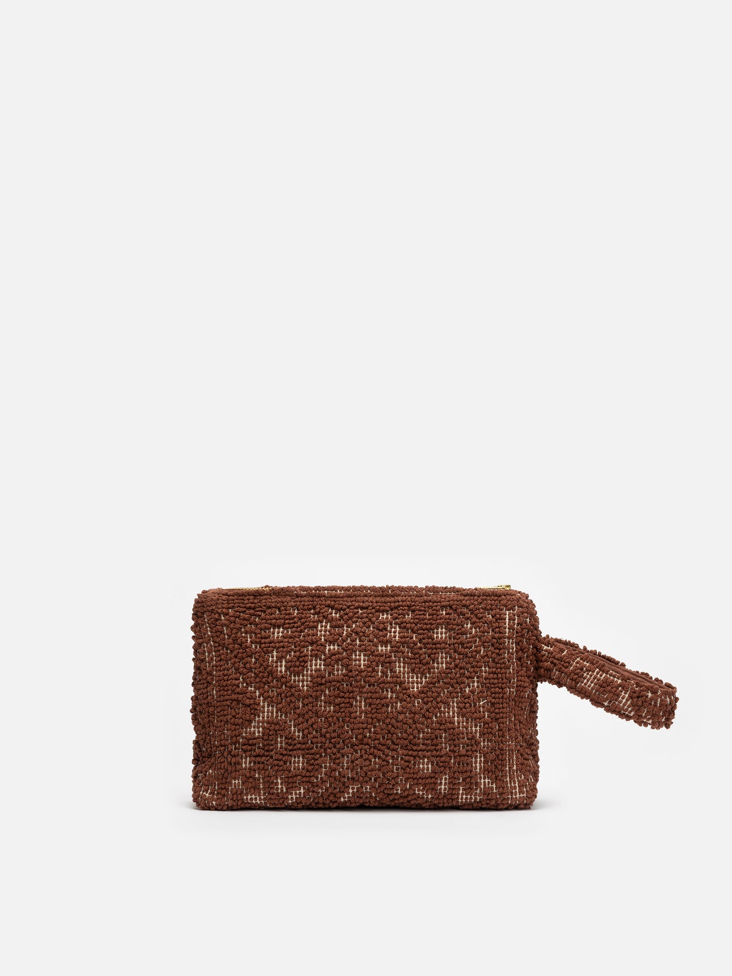 Pochette Aline Tufting in cotone marrone