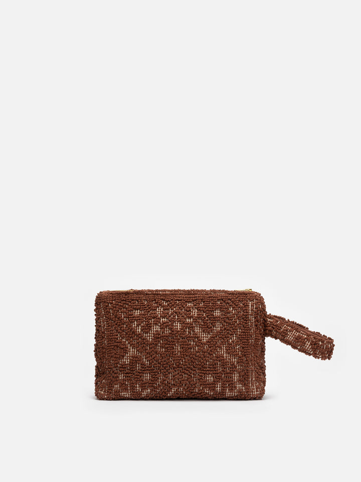 Pochette Aline Tufting in cotone marrone