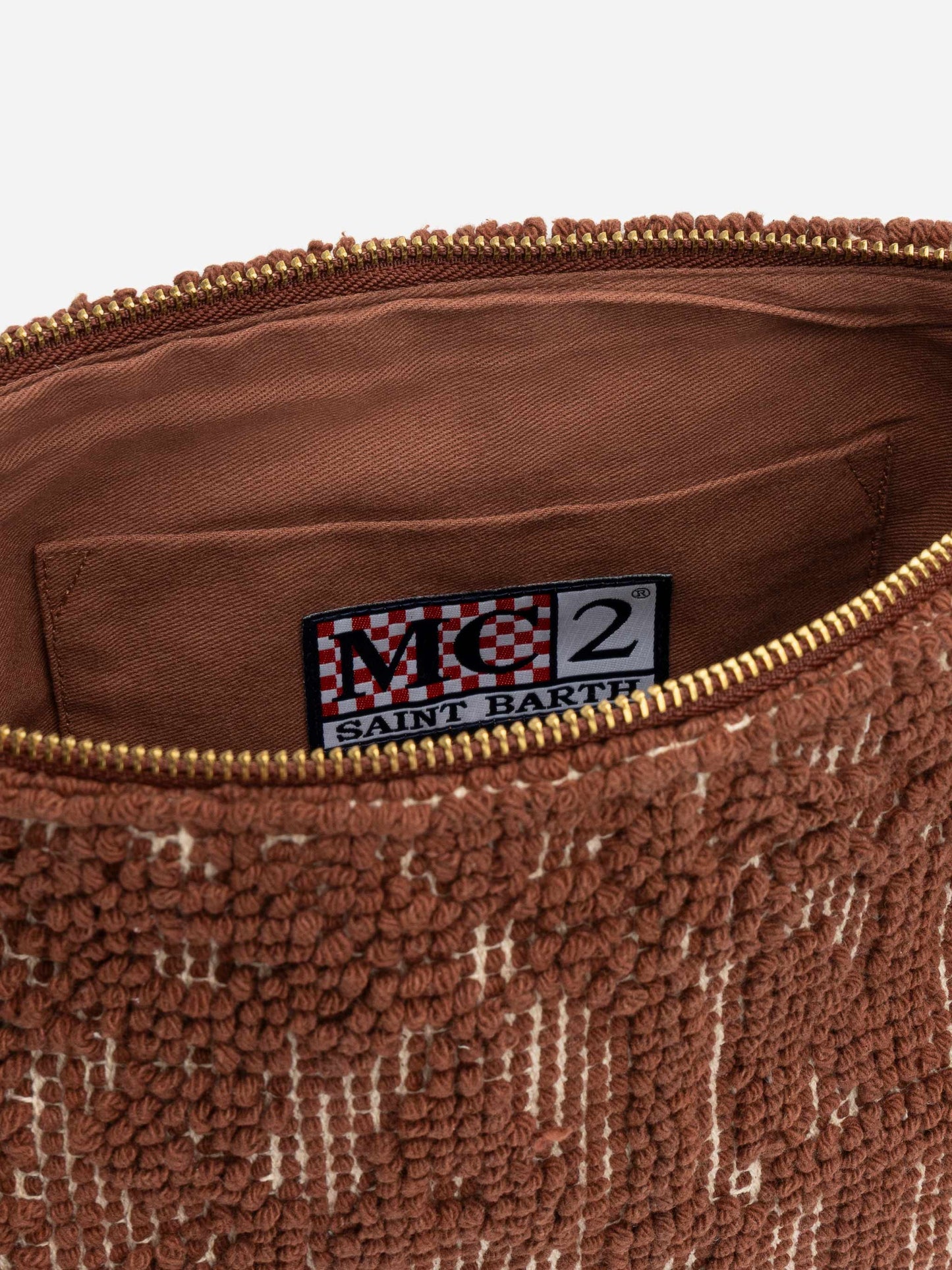 Pochette Aline Tufting in cotone marrone