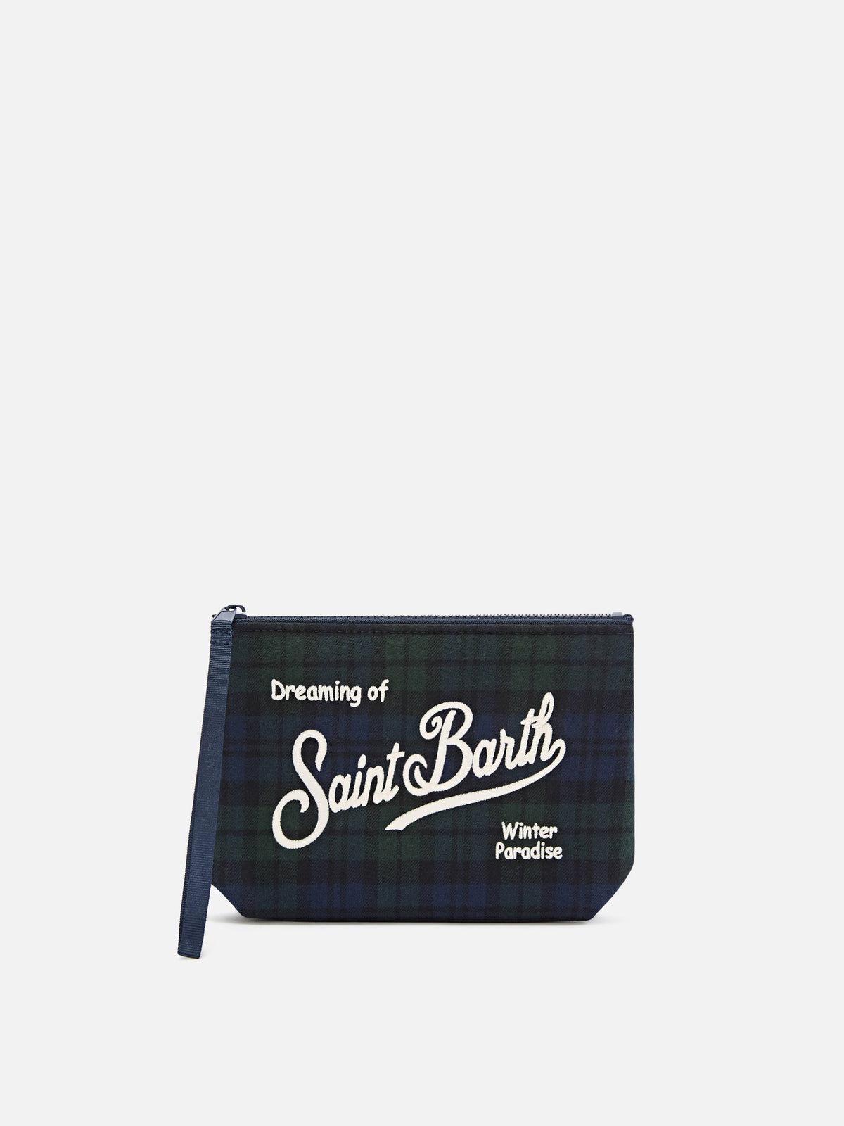 Aline de mezcla de lana pochette con motivo tartán 