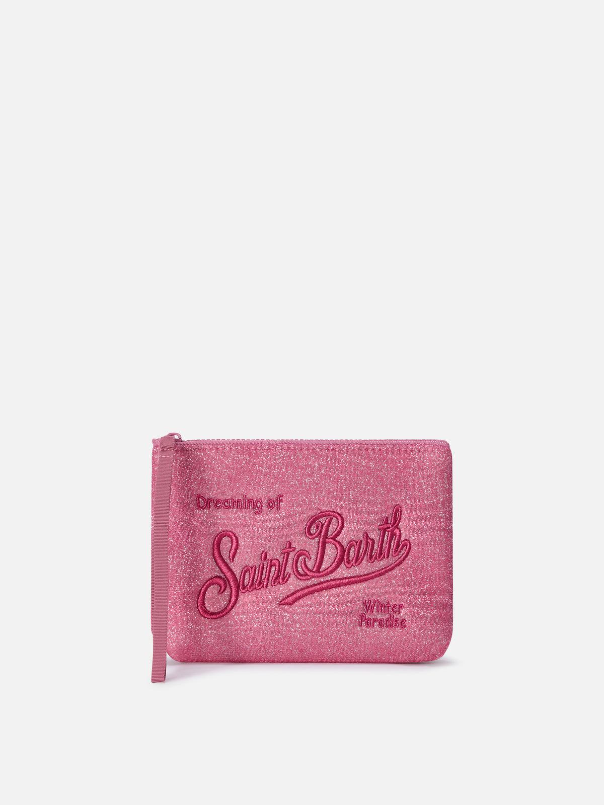 Aline en lurex fuchsia pochette avec broderie logo 