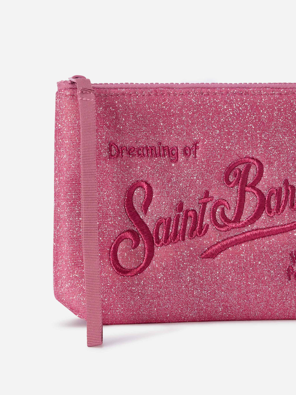 Aline en lurex fuchsia pochette avec broderie logo 