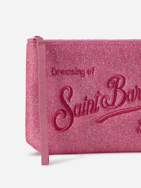Aline en lurex fuchsia pochette avec broderie logo 