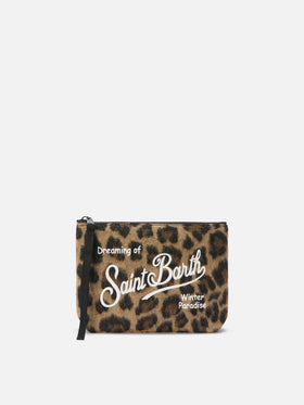 Pochette Aline Felt in misto lana leopardata
