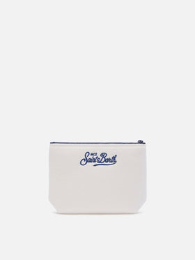 Aline en feutre blanc cassé pochette avec broderie St. Moritz | Special edition 