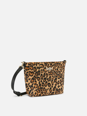 Aline bag in leopard print pony hair with metal logo plaque
