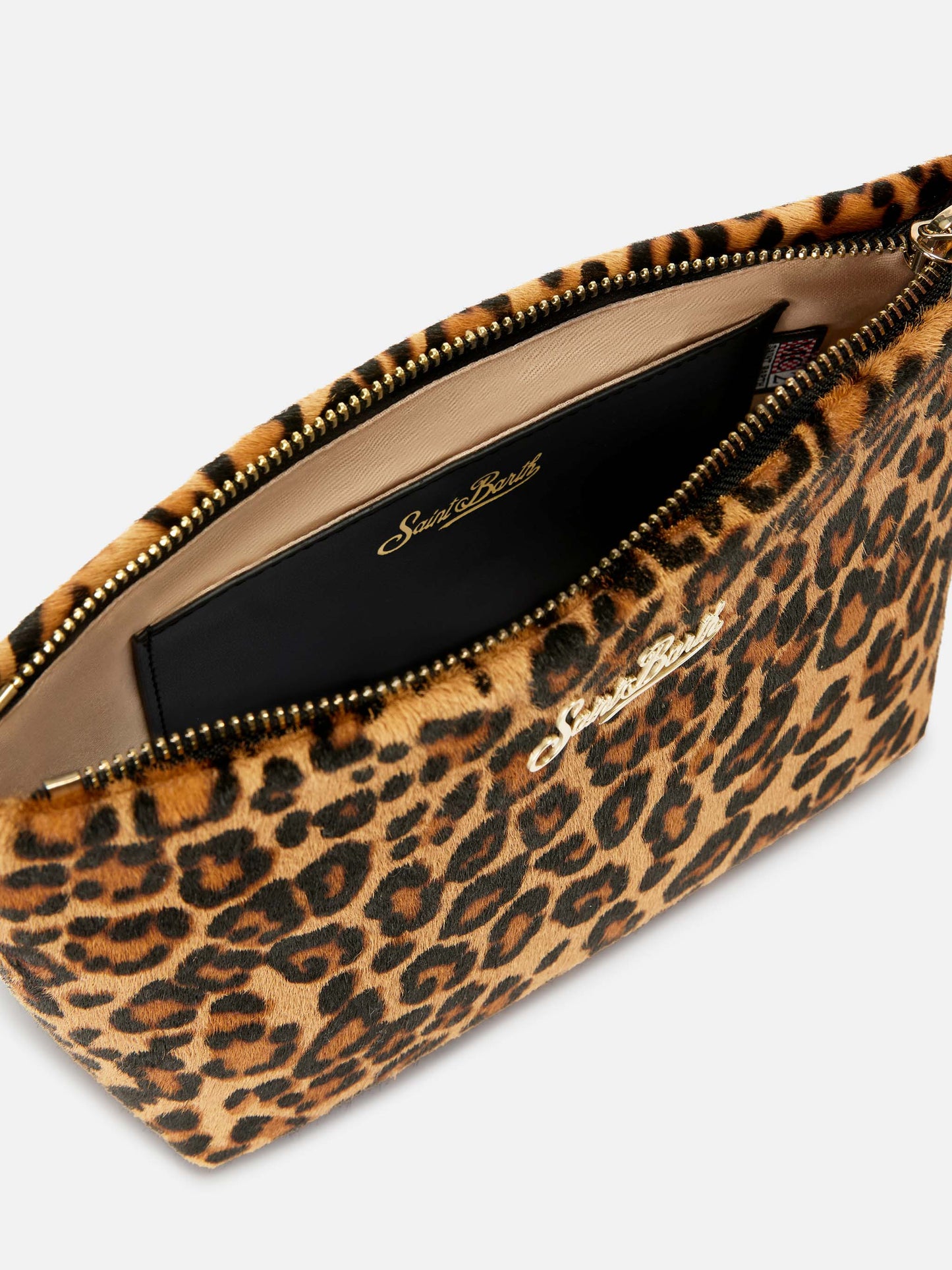 Aline bag in leopard print pony hair with metal logo plaque