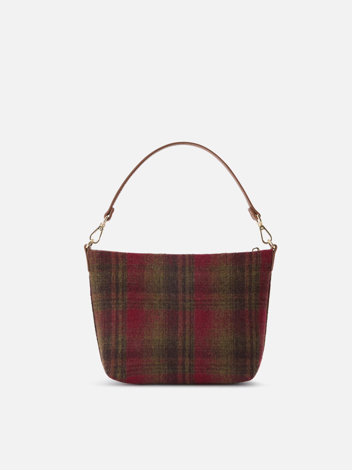 Borsa a spalla Aline con motivo tartan e manici in pelle