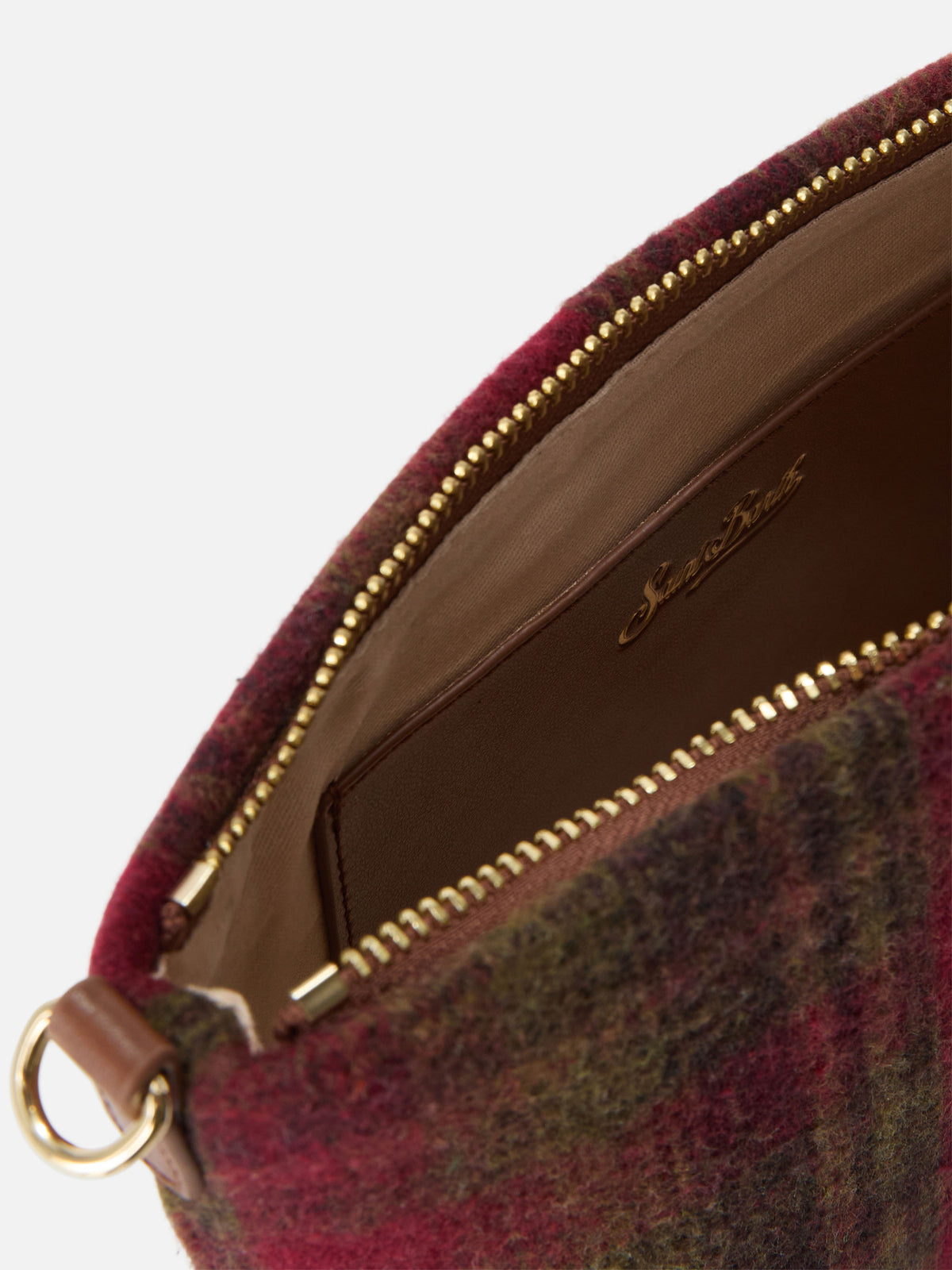 Borsa a spalla Aline con motivo tartan e manici in pelle
