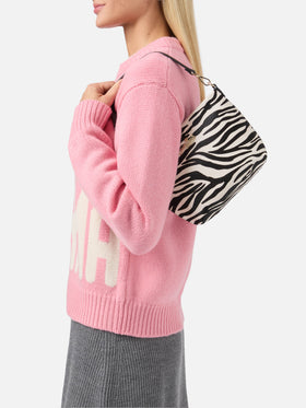Borsa a spalla Aline Bag in pelle spazzolata e cavallino zebrato