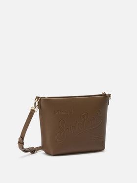 Borsa a spalla Aline Bag in pelle martellata marrone