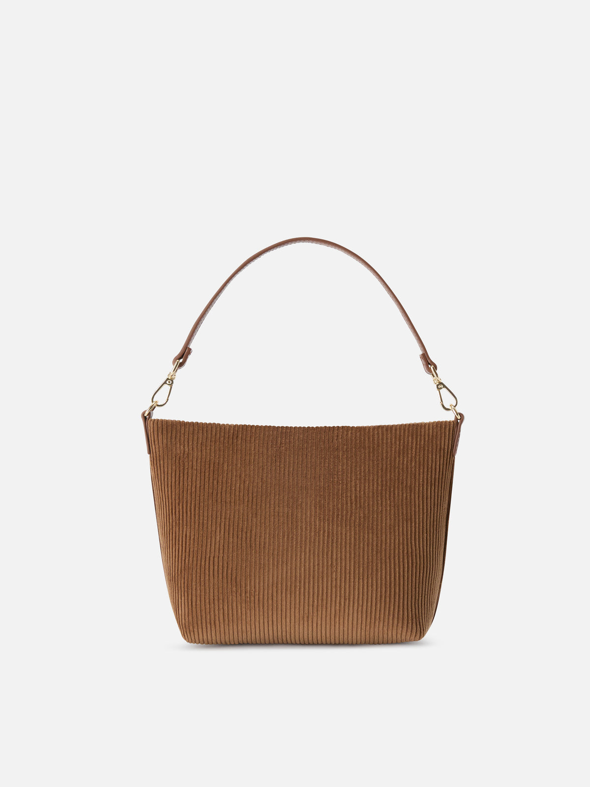 Borsa a spalla Aline marrone in velluto con manici in pelle