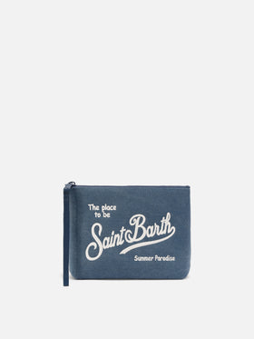 Aline blue canvas pouch