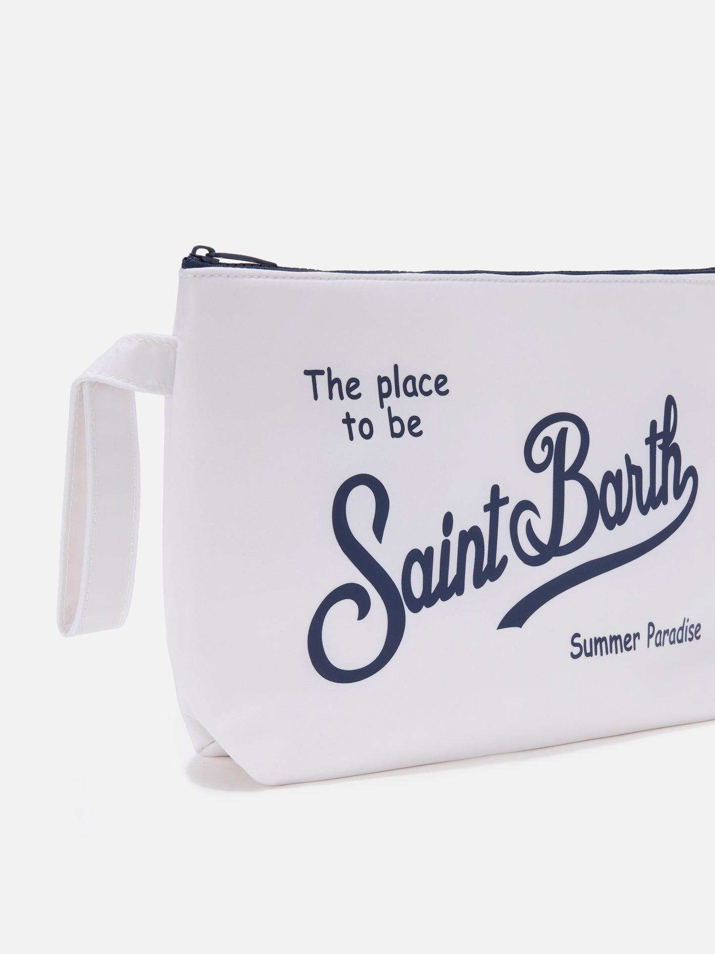 Aline white solid color nylon pouch