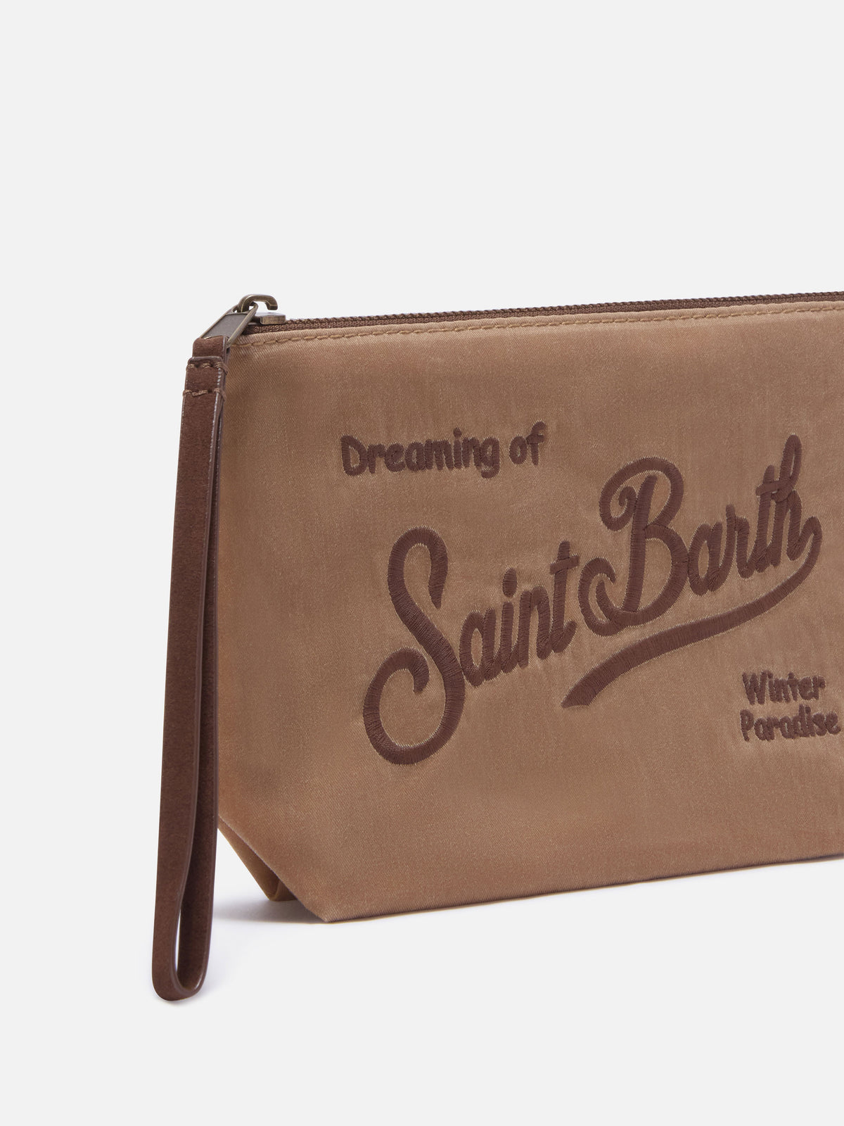 Nut Aline waxed pochette with logo embroidery