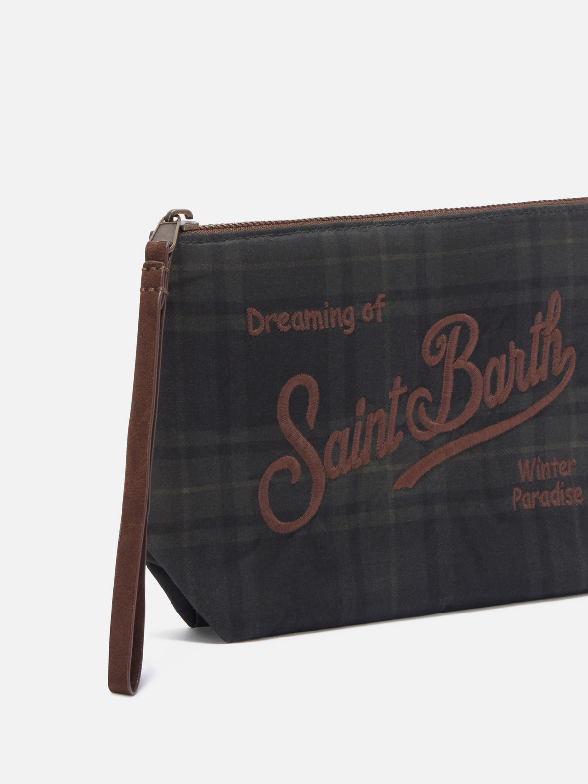 gewachste pochette mit Tartan-Print Aline 
