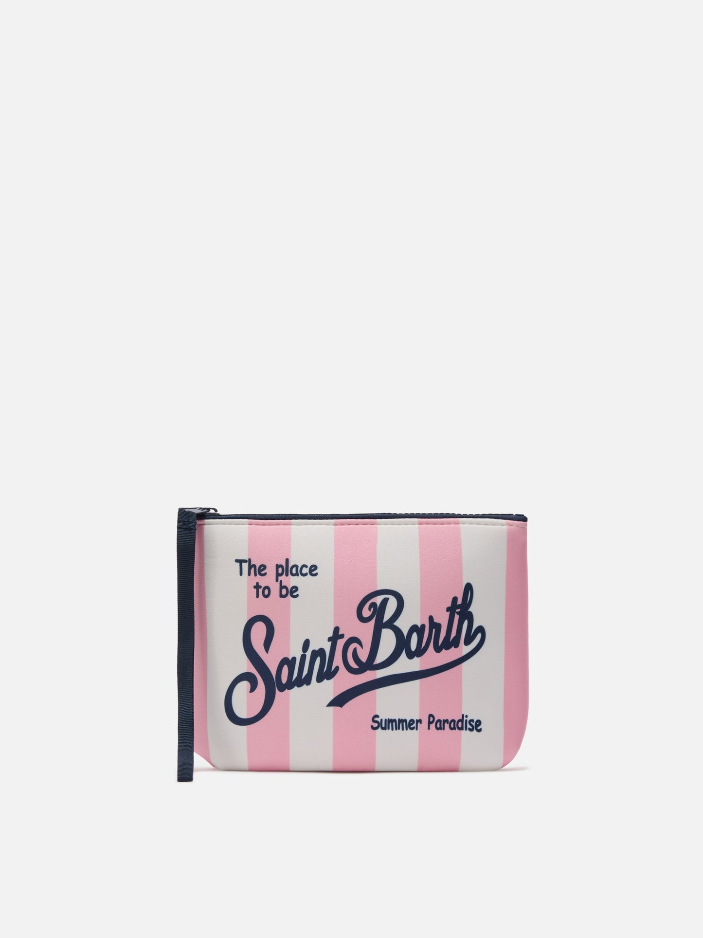 Aline scuba pouch with pink striped print