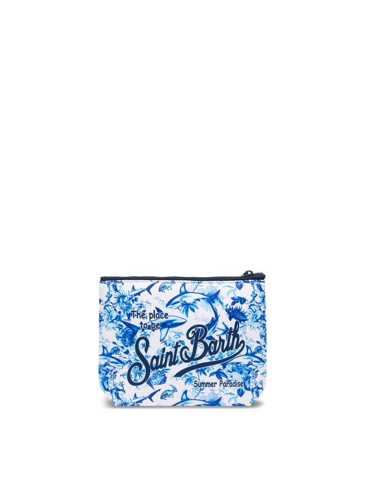 Pochette Aline in scuba con stampa squali | AI CO-CREATED DESIGN BY RICKDICK - POWERED BY RED-EYE