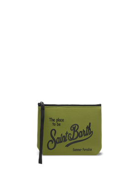 Aline – Pochette aus Scuba-Material in Militärgrün