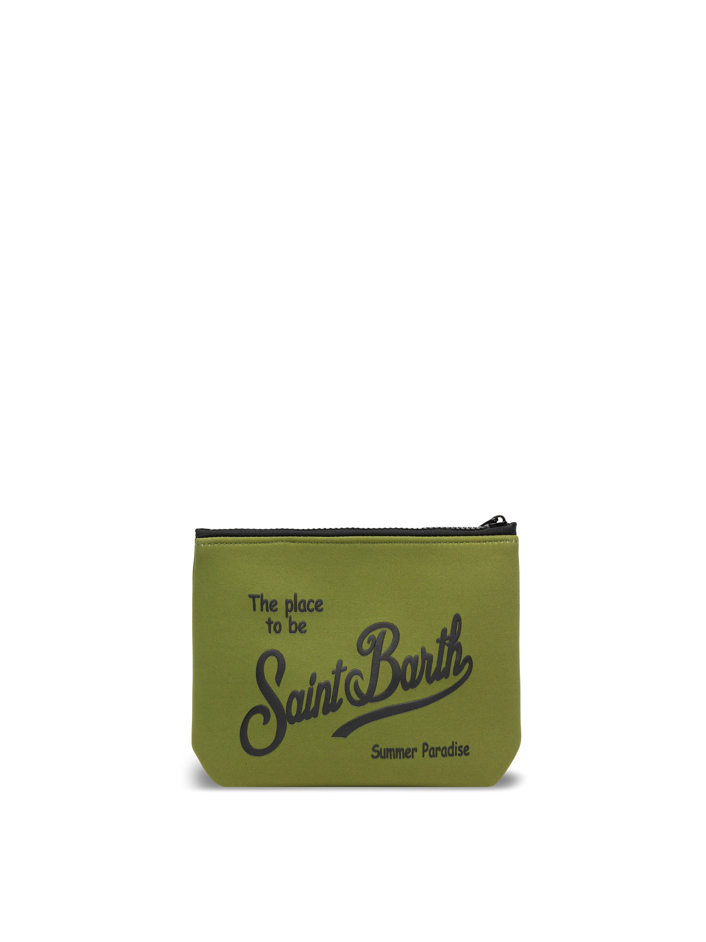 Aline – Pochette aus Scuba-Material in Militärgrün