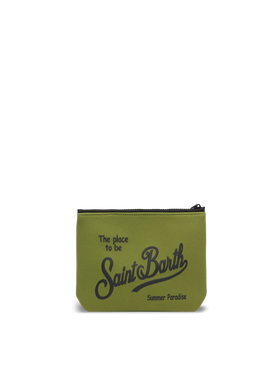 Aline – Pochette aus Scuba-Material in Militärgrün