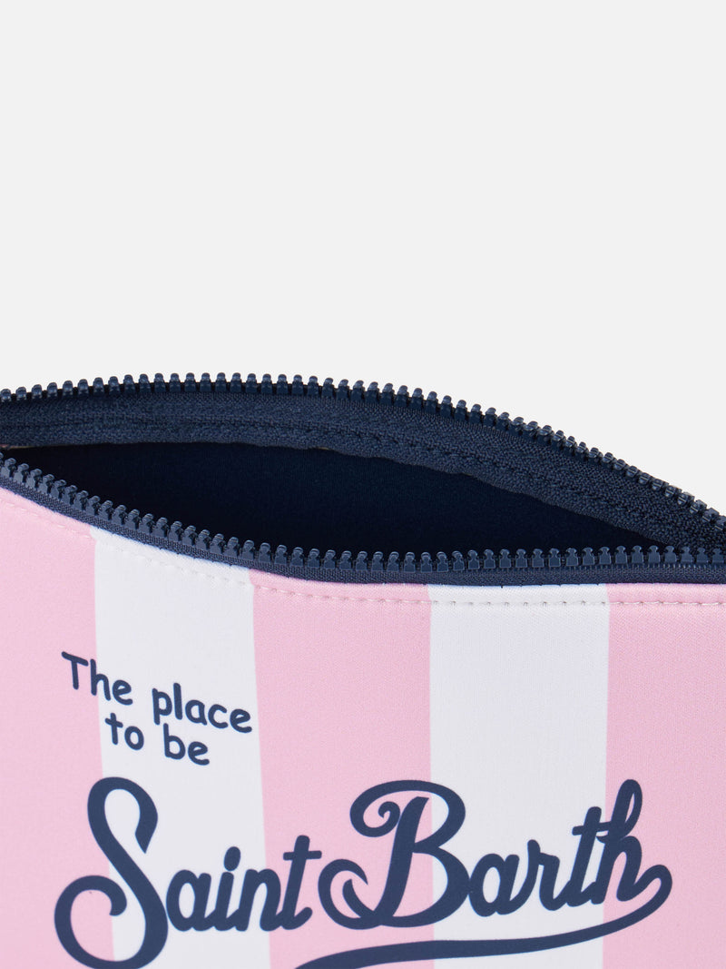 Pochette Aline in scuba a righe rosa