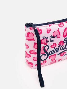 Aline scuba pochette with heart animalier print - MC2 Saint Barth