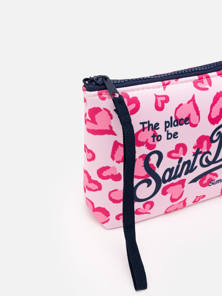 Aline scuba pochette with heart animalier print - MC2 Saint Barth