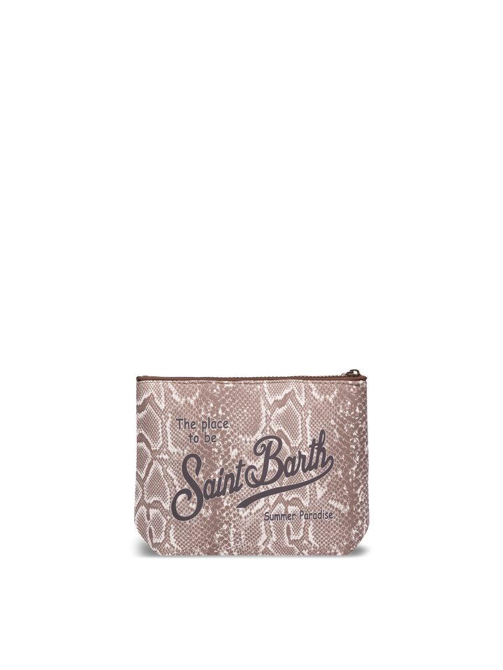 Pochette Aline in scuba con stampa serpente