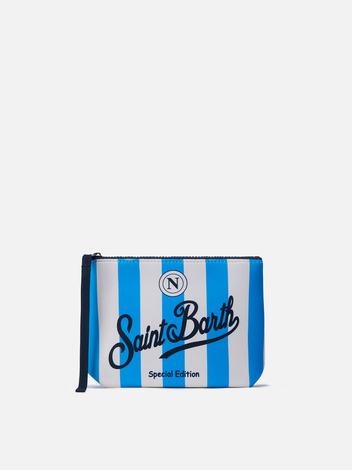 Aline scuba pouch in white and light blue with Napoli crest | Special Edition
