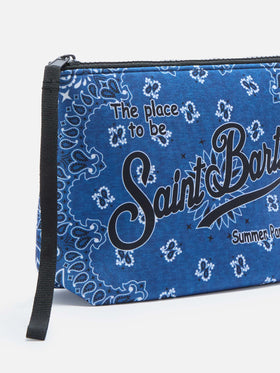 Aline scuba pouch with blue bandana print