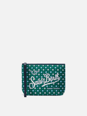 Aline green scuba pouch with all-over floral print