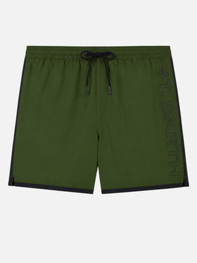 Alphaclub military green technical fabric swim shorts