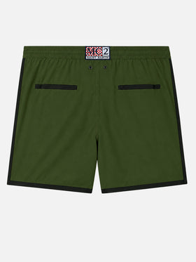 Alphaclub military green technical fabric swim shorts