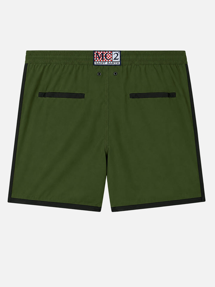 Alphaclub military green technical fabric swim shorts