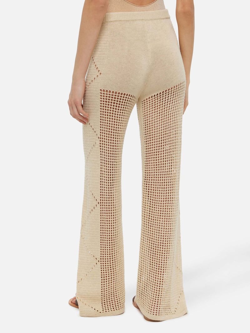 Alva brown crochet flared pants