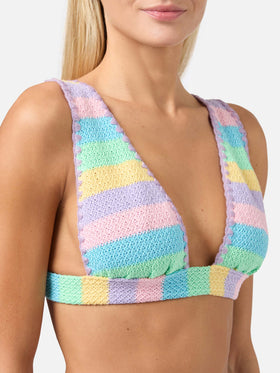 Striped crochet triangle bikini Allycia Elise