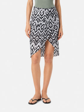 Amanda black and white ikat midi skirt