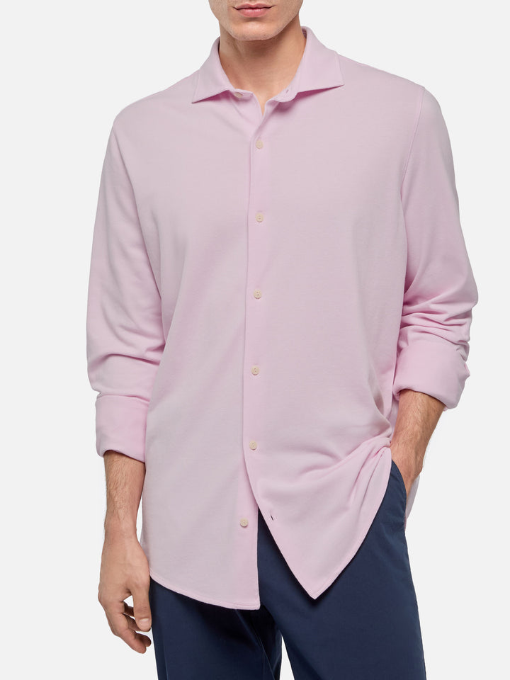 Amalfi pink jersey piquet shirt