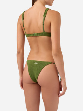 Amira Marielle Bikini in Military-Grün aus Crinkle-Stoff 