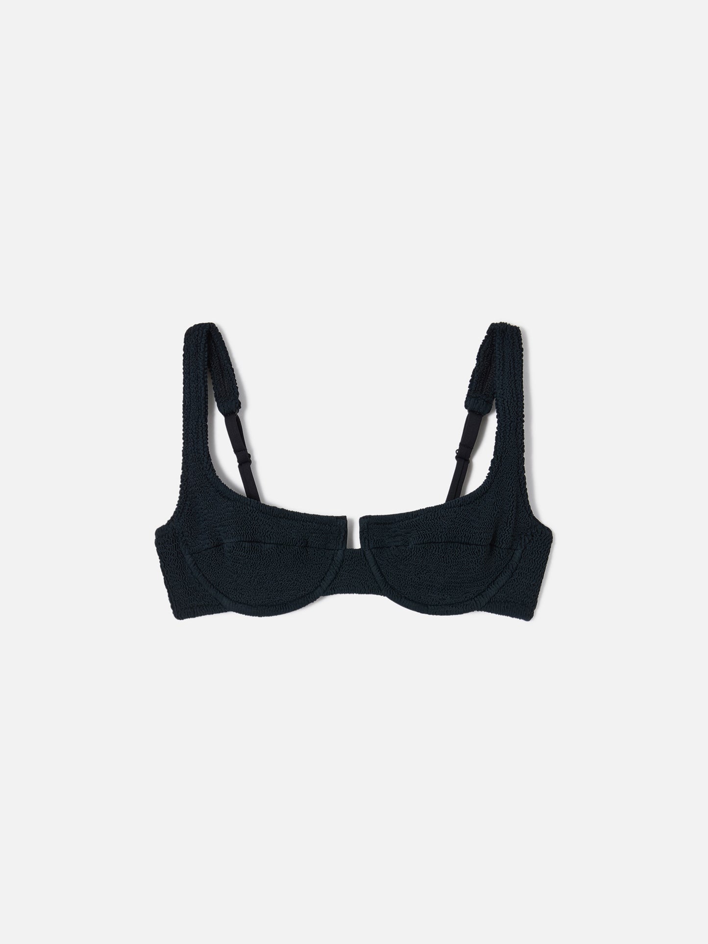 Haut de bikini balconnet Amira en tissu gaufré noir 