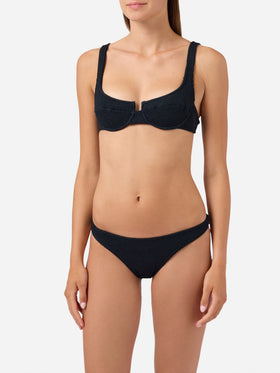 Bikini noir en tissu crinkle Amira Elise 