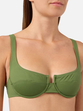 Amira balconette bikini top in solid military green