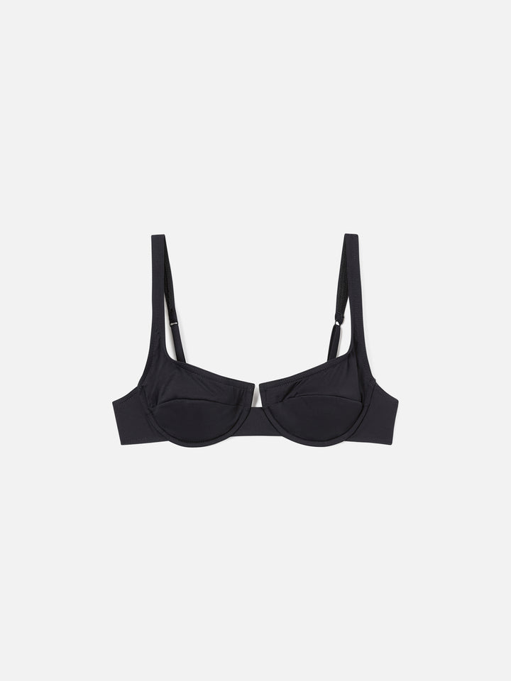 Top de bikini balconette Amira en negro liso 