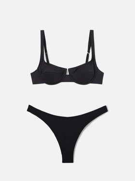 Bikini balconette Amira Naomi negro de color liso 