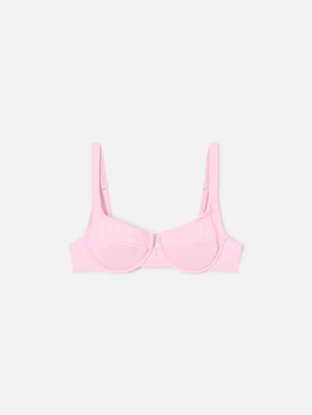 Haut de bikini balconnet Amira en rose pastel uni 