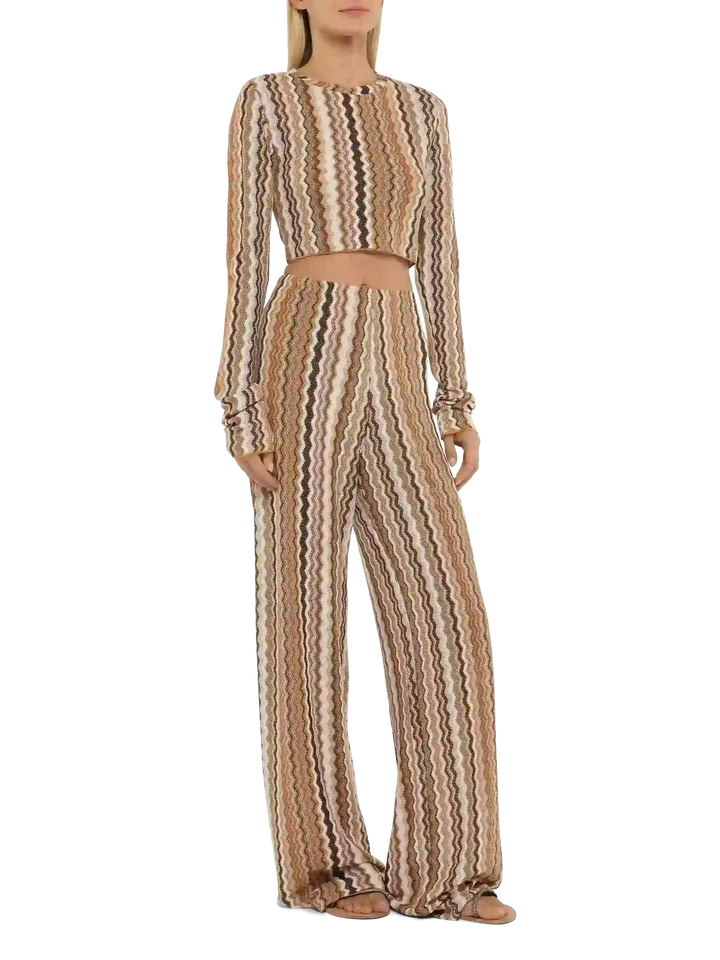 Amalia Hose mit weitem Bein aus Raschelstrick