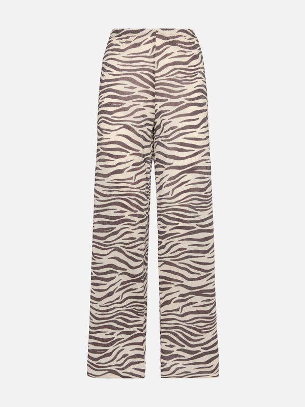 Amalia zebra lurex wide-leg trousers