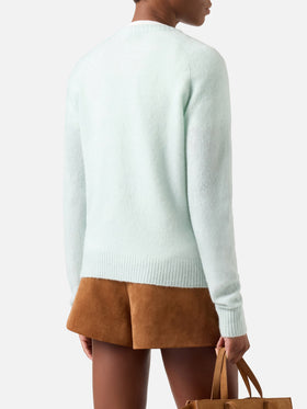 Light mint Ammy soft alpaca wool blend crewneck knit