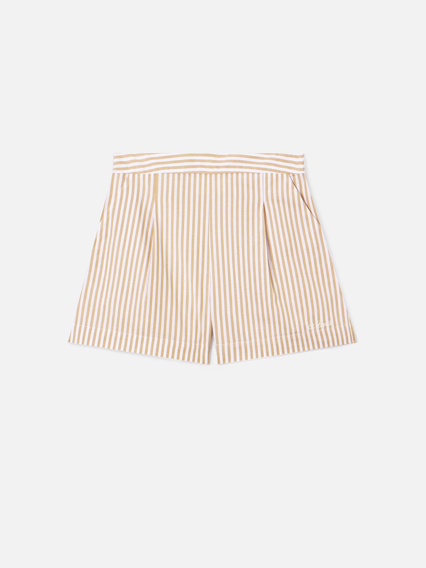 Beige striped Amani cotton shorts